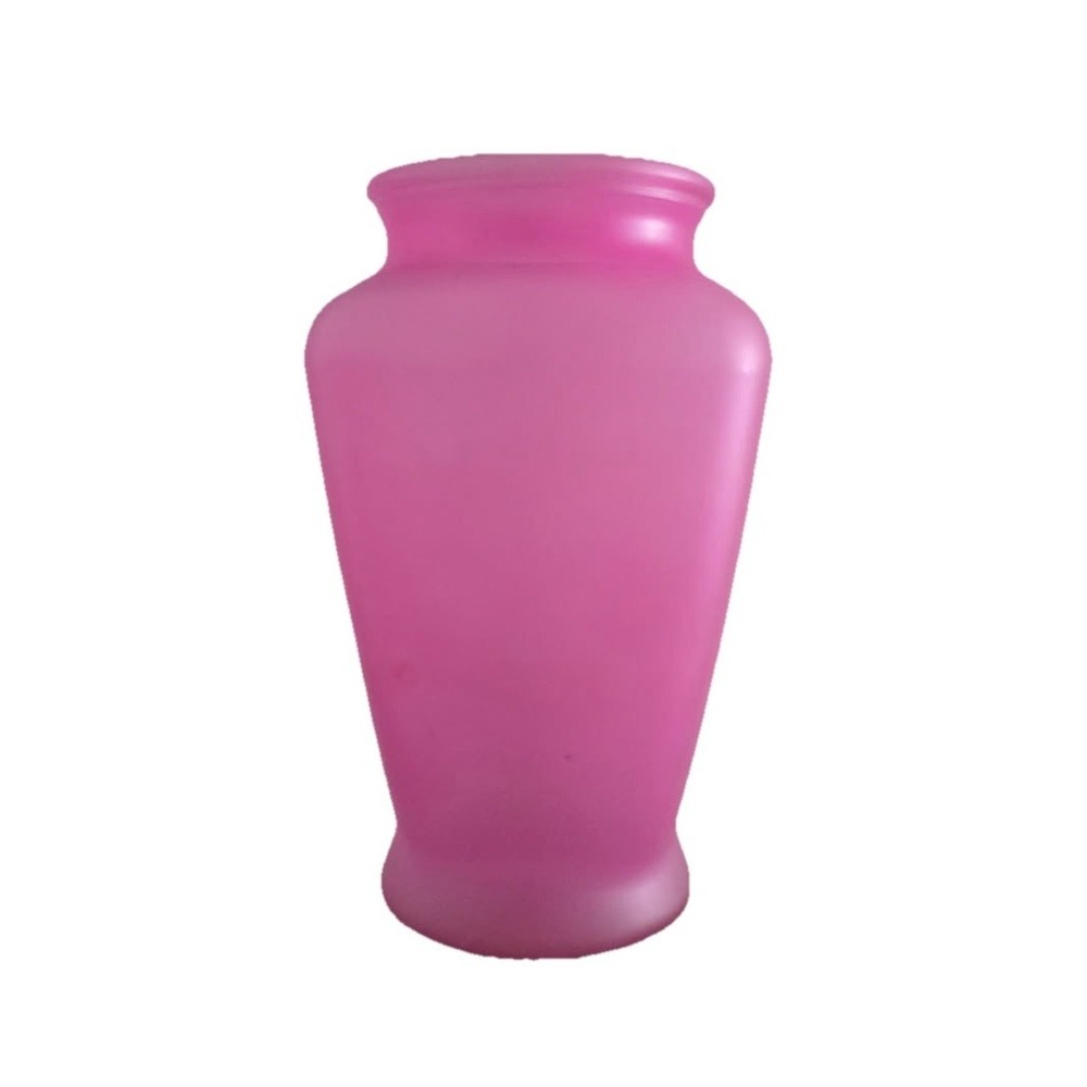 Vintage Vase Pink Fuchsia Frosted Glass 9x5" Amphora Urn Made in USA 90s